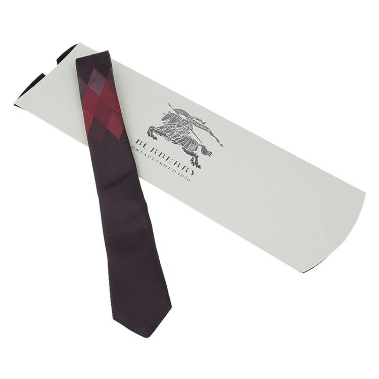 Pre Owned Burberry Burgundy Silk Diamond Pattern Tie