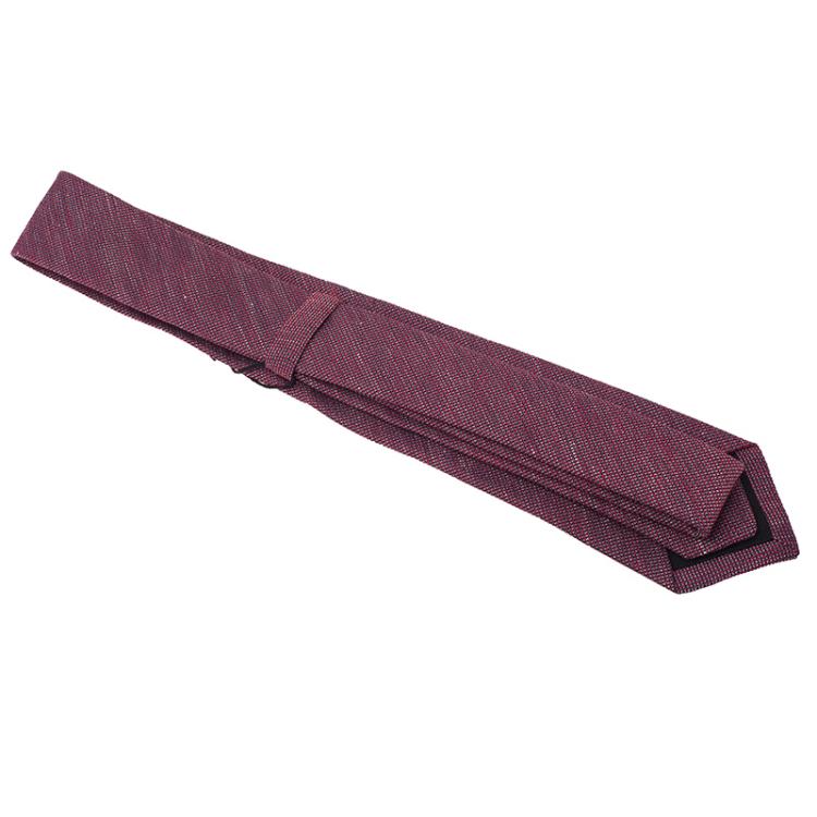 Pre Owned Burberry Maroon Silk and Linen Blend Tie