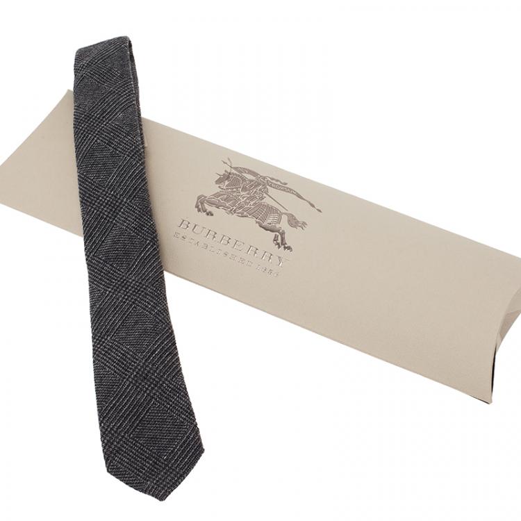 Pre Owned Burberry Grey Cashmere and Wool Blend Tie 