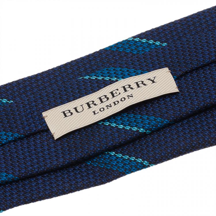 Pre Owned Burberry Blue Striped Silk Tie