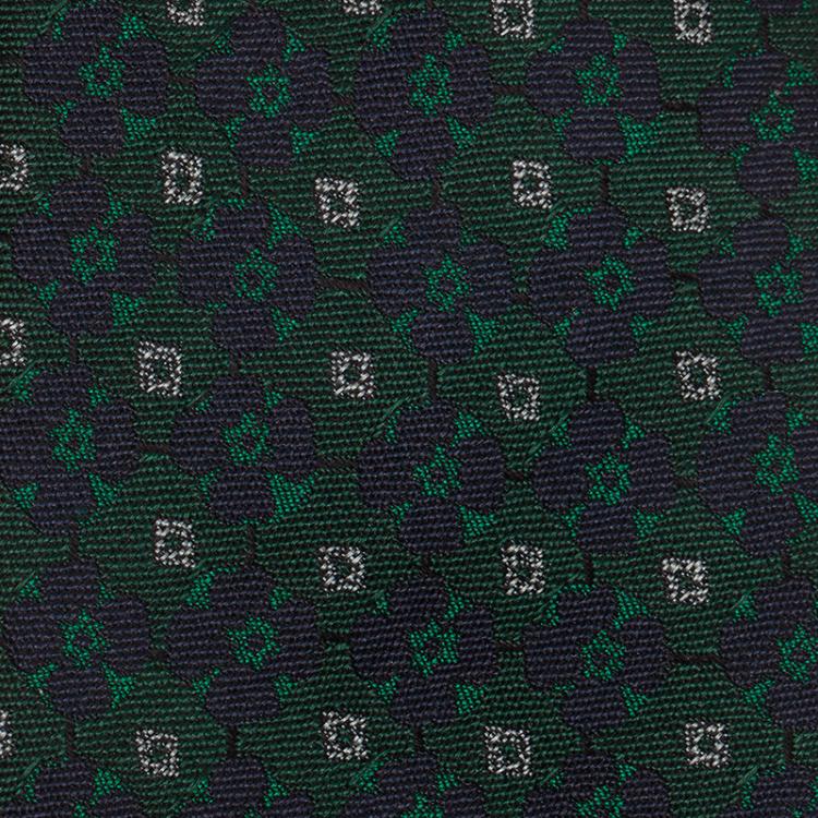 Pre Owned Burberry Green Floral Silk Tie 