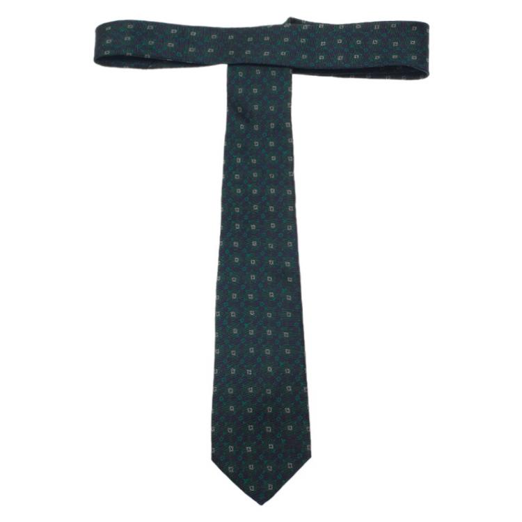 Pre Owned Burberry Green Floral Silk Tie 