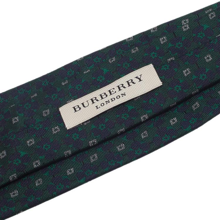Pre Owned Burberry Green Floral Silk Tie 