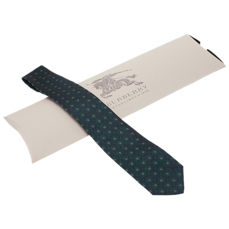 Pre Owned Burberry Green Floral Silk Tie 