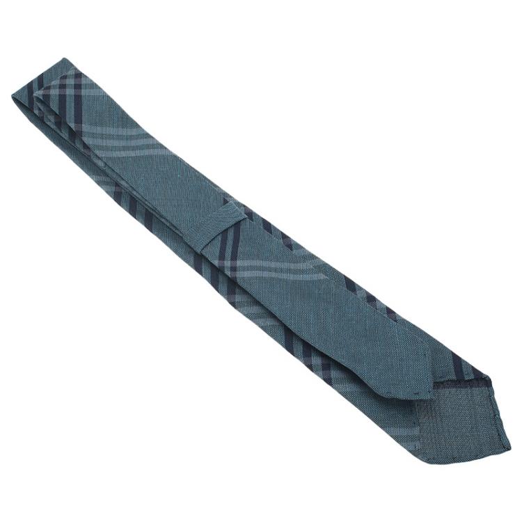 Pre Owned Burberry Blue Nova Check Silk Tie 