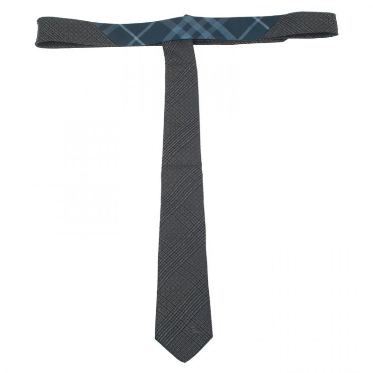 Pre Owned Burberry Green Silk and Linen Tie 