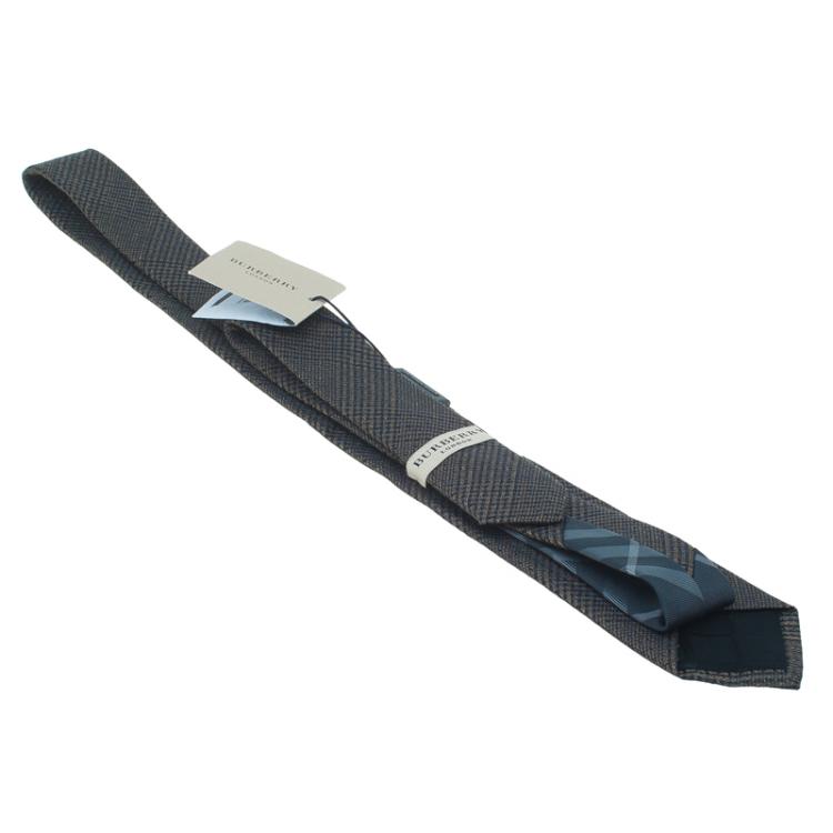 Pre Owned Burberry Green Silk and Linen Tie 