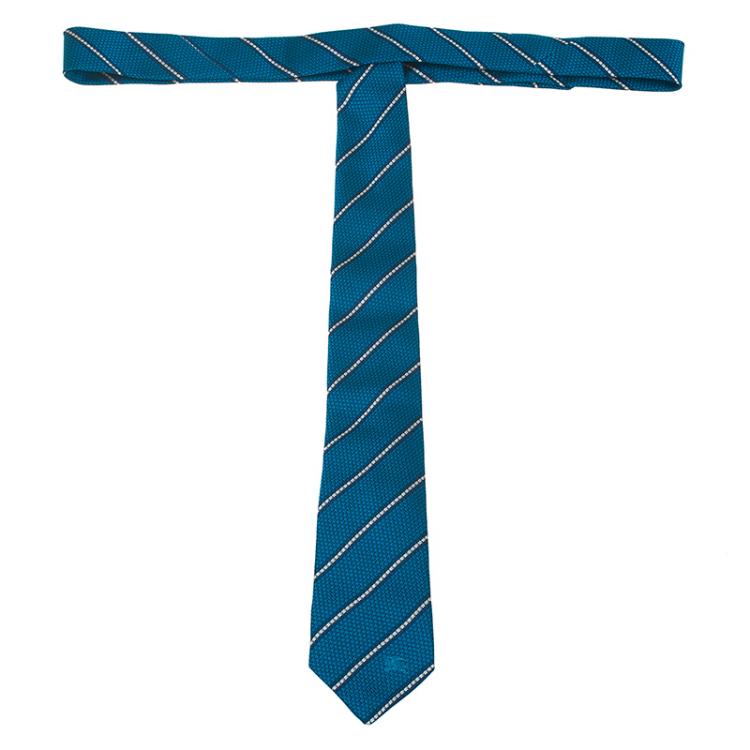 مملوكة مسبقًا Burberry Blue Striped Silk Tie