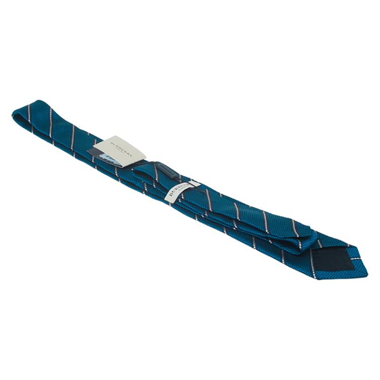 مملوكة مسبقًا Burberry Blue Striped Silk Tie