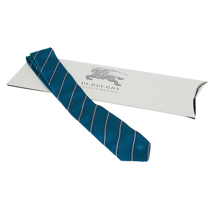مملوكة مسبقًا Burberry Blue Striped Silk Tie
