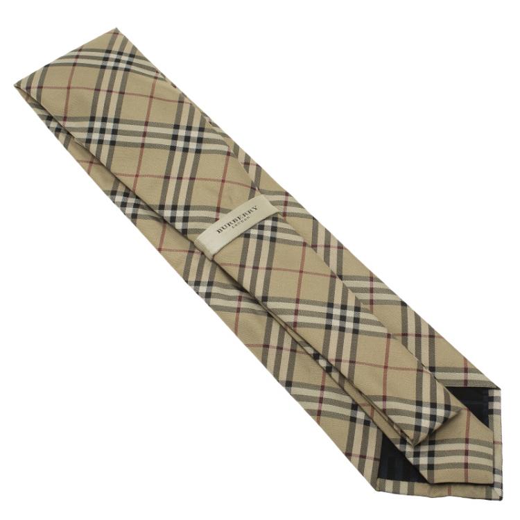 Pre Owned Burberry Beige Novacheck Silk Tie