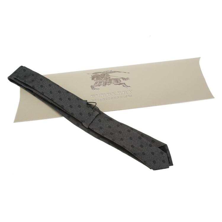 Pre Owned Burberry Grey Polka Dot Silk Tie