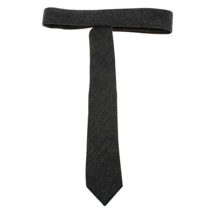 Pre Owned Burberry Grey Cashmere and Wool Blend Tie