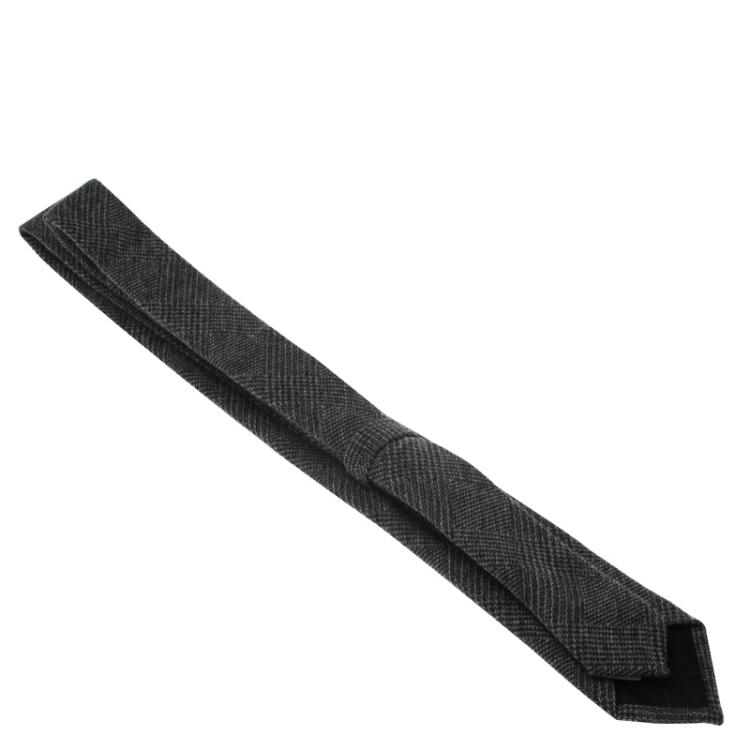 Pre Owned Burberry Grey Cashmere and Wool Blend Tie