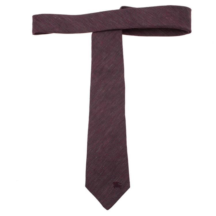 Pre Owned Burberry Purple Linen and Silk Tie