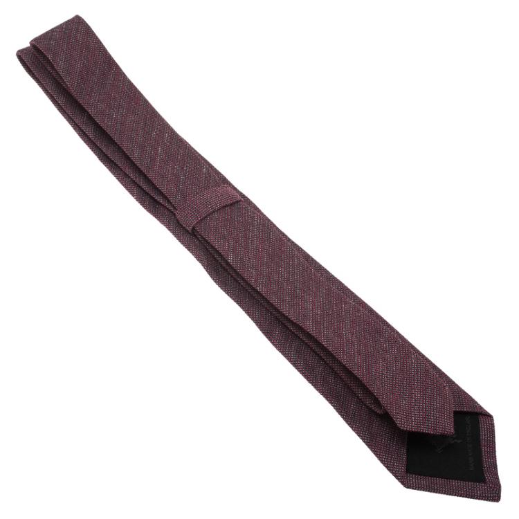Pre Owned Burberry Purple Linen and Silk Tie