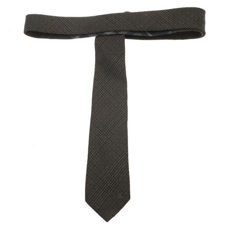 Pre Owned Burberry Green Silk and Linen Tie