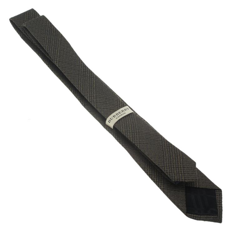 Pre Owned Burberry Green Silk and Linen Tie