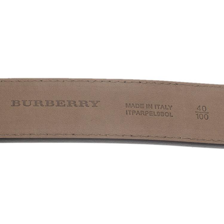 Pre Owned Burberry Black Leather and Novacheck Buckle Belt 100 CM