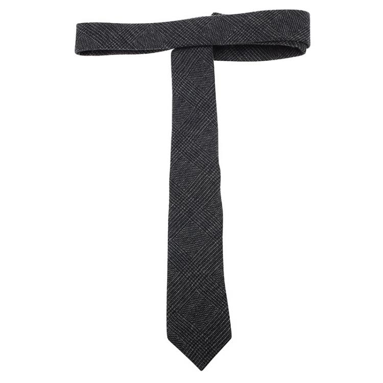 Pre Owned Burberry Grey Cashmere, Wool & Silk Blend Slim Cut Tie