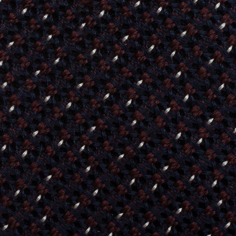 Pre Owned Burberry Mahogany Red & Navy Blue Slim Cut Silk Tie