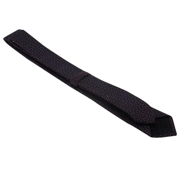 Pre Owned Burberry Mahogany Red & Navy Blue Slim Cut Silk Tie