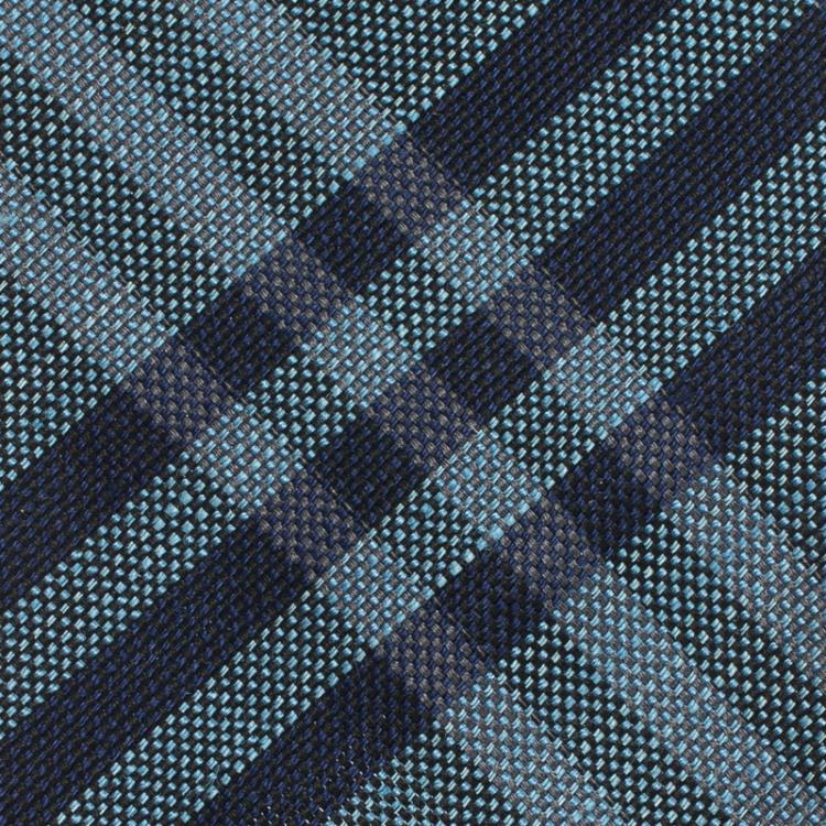 Pre Owned Burberry Blue Novacheck Silk and Linen Tie