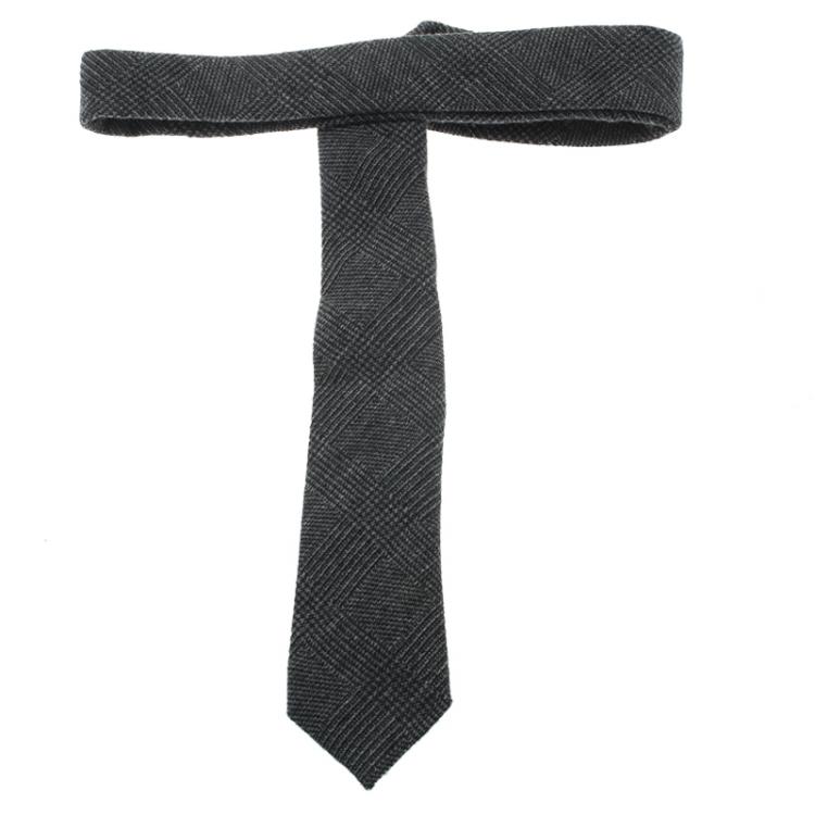 Pre Owned Burberry Grey Cashmere and Wool Blend Tie
