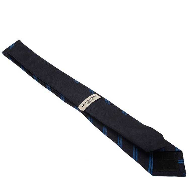مملوكة مسبقًا Burberry Blue Striped Silk Tie