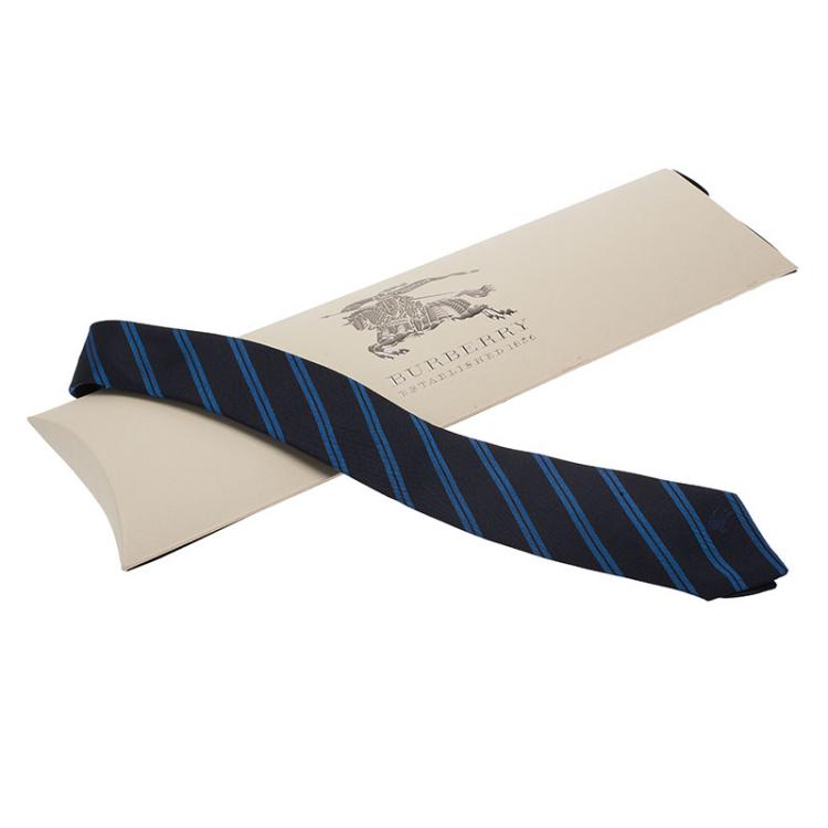 مملوكة مسبقًا Burberry Blue Striped Silk Tie