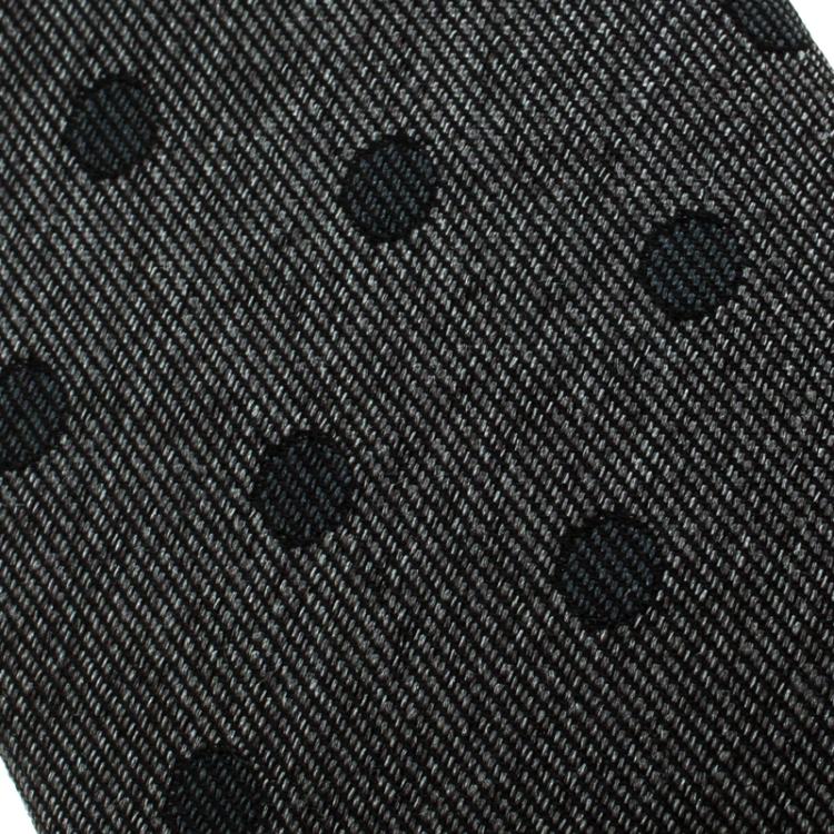 Pre Owned Burberry Light Grey Melange Polka Dotted Silk Raynham Tie