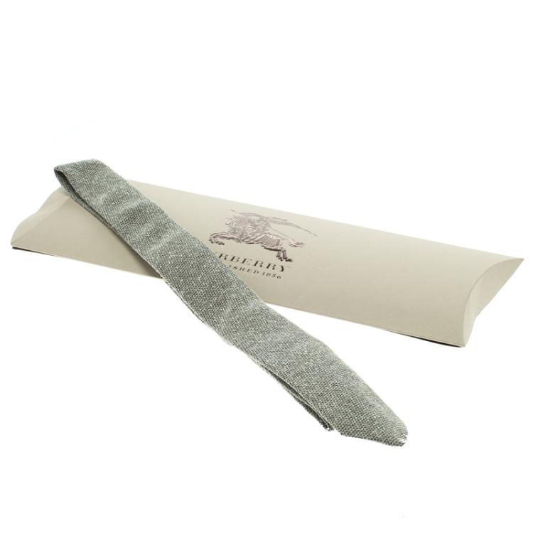Pre Owned Burberry Light Grey Melange Textured Raw Silk Euston Tie