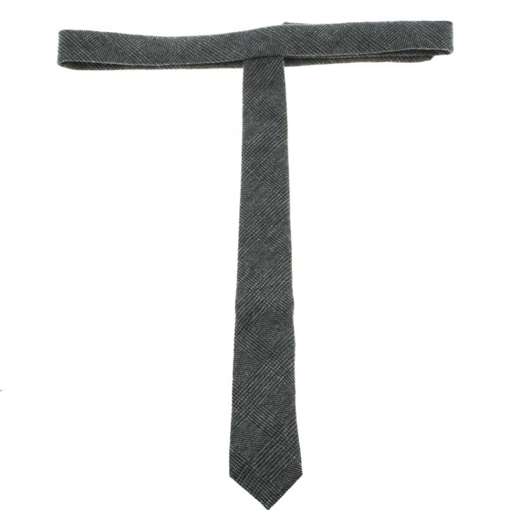 Pre Owned Burberry London Grey Cashmere and Wool Blend Tie