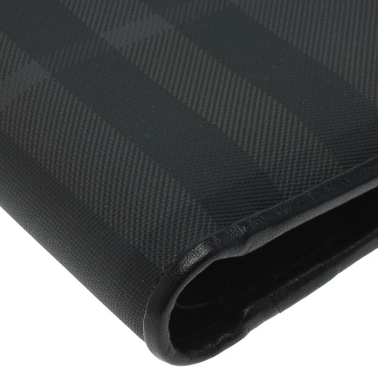 Pre Owned Burberry Black Horseferry Check Canvas and Leather Bi-Fold Wallet