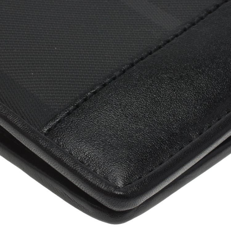 Pre Owned Burberry Black Horseferry Check Canvas and Leather Bi-Fold Wallet