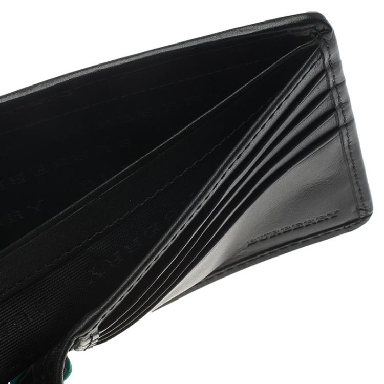 Pre Owned Burberry Black Horseferry Check Canvas and Leather Bi-Fold Wallet