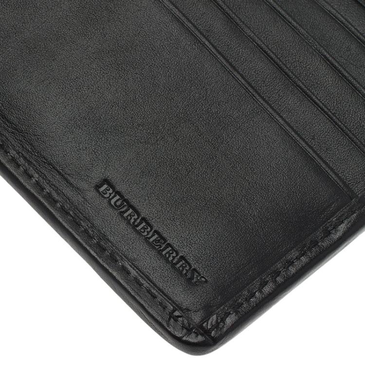 Pre Owned Burberry Black Horseferry Check Canvas and Leather Bi-Fold Wallet