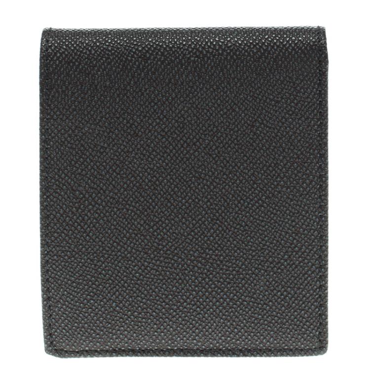 Pre Owned Burberry Grey Pebbled Leather Bi Fold Wallet