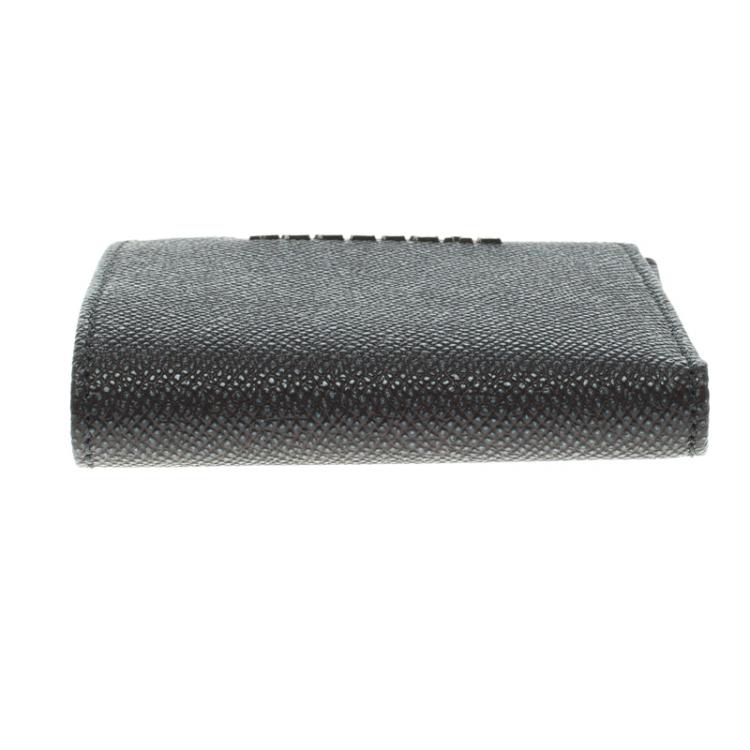 Pre Owned Burberry Grey Pebbled Leather Bi Fold Wallet