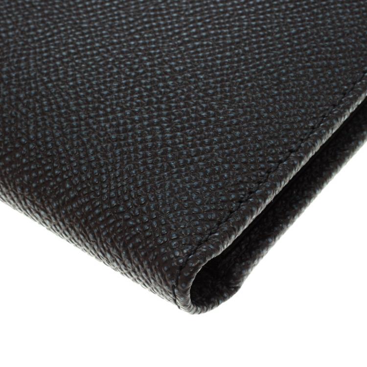 Pre Owned Burberry Grey Pebbled Leather Bi Fold Wallet