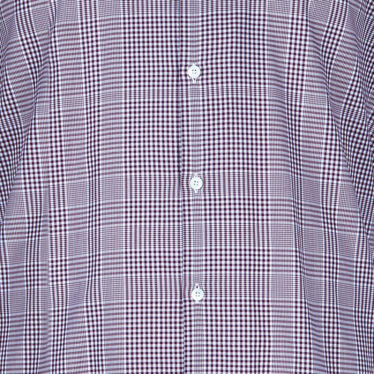 Pre Owned Burberry Men's Maroon Check Slim Fit Shirt L