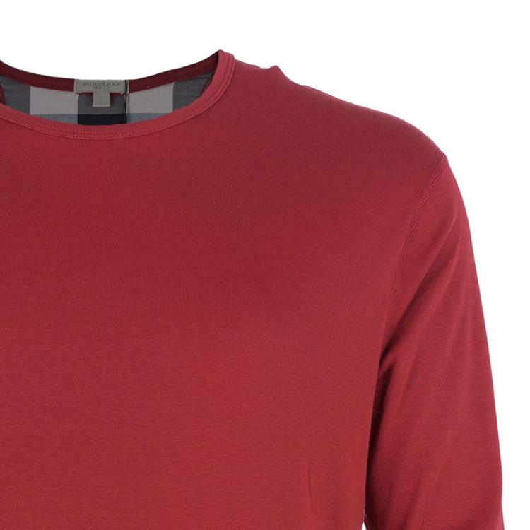 Pre Owned Burberry Men's Long Sleeve Novacheck Elbow-patch T-Shirt L
