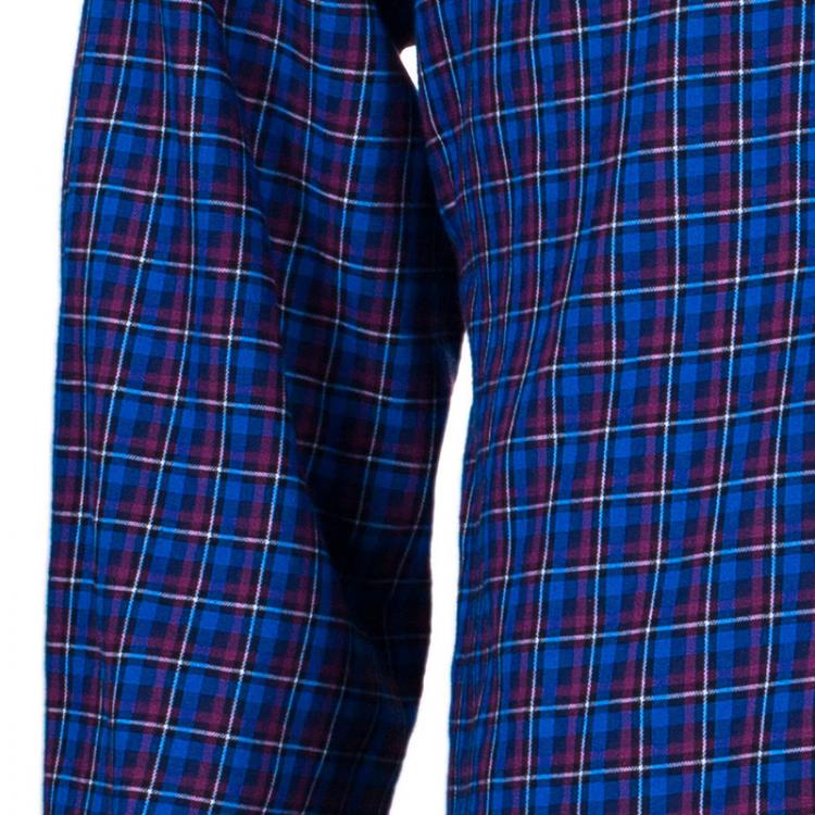 مملوكة مسبقًا Burberry Men's Blue Check Button Down Shirt XXL
