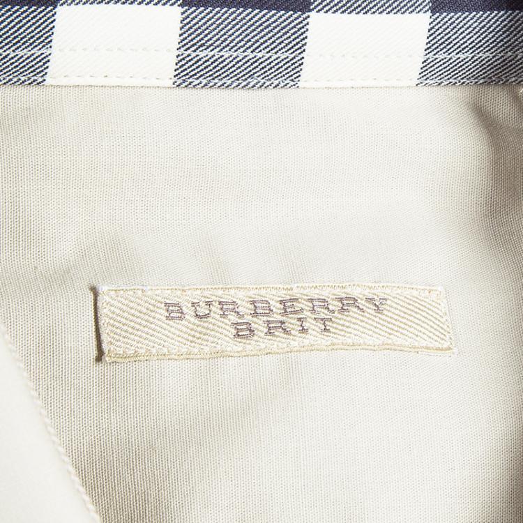 Pre Owned Burberry Men's Taupe Cotton Shirt L
