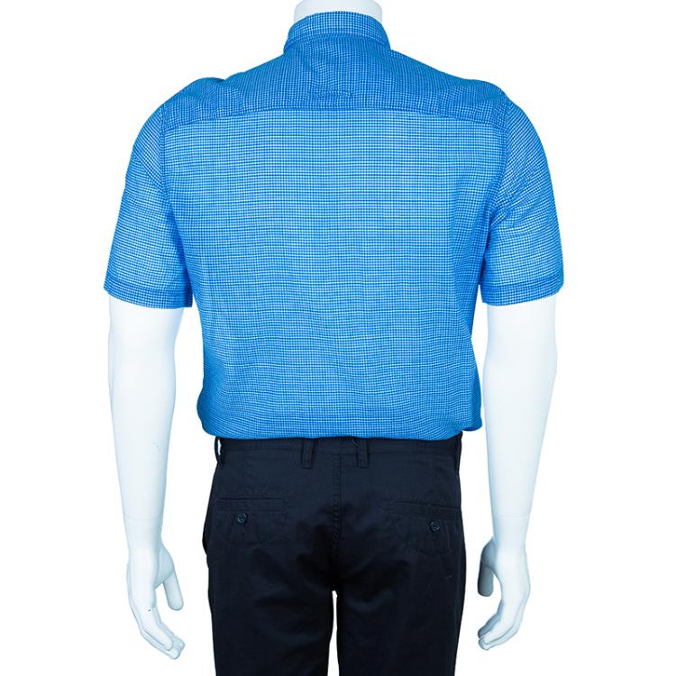 مملوكة مسبقًا Burberry Men's Blue Check Shirt M
