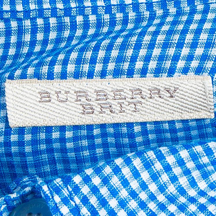 مملوكة مسبقًا Burberry Men's Blue Check Shirt M