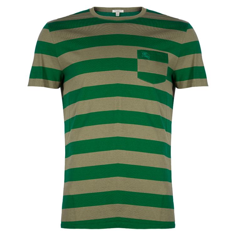 Burberry Brit Men's Green Striped T-Shirt XL Burberry | TLC