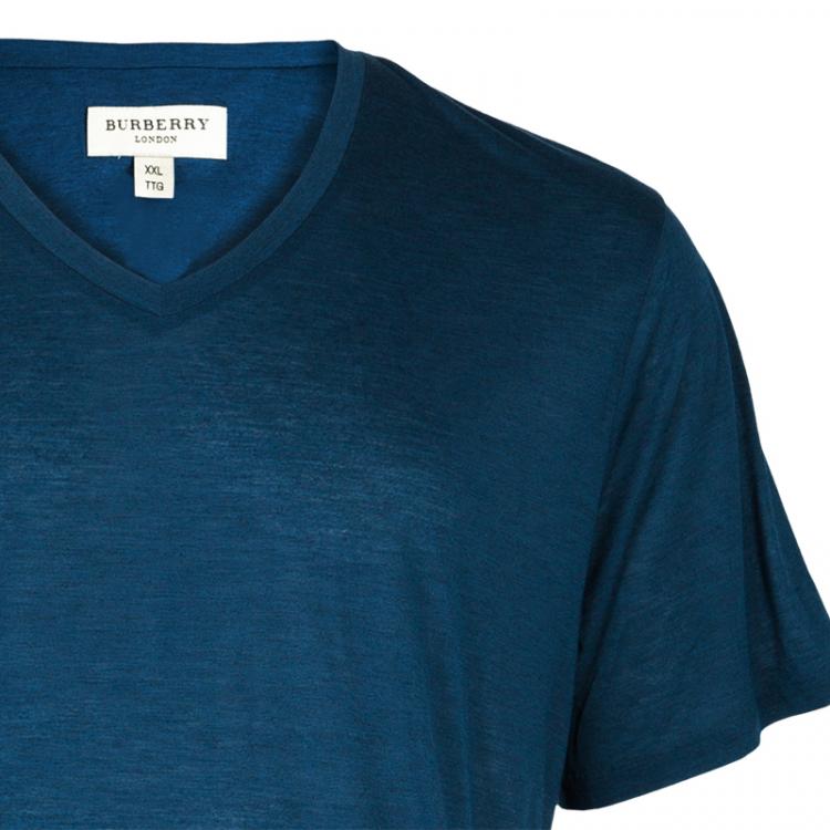Pre Owned Burberry Men's Blue V-Neck T-Shirt XXL 