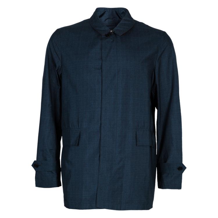 Pre Owned Burberry Men's Printed Silk Car Coat L