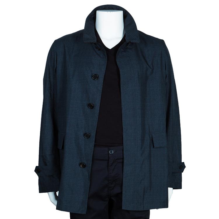 Pre Owned Burberry Men's Printed Silk Car Coat L